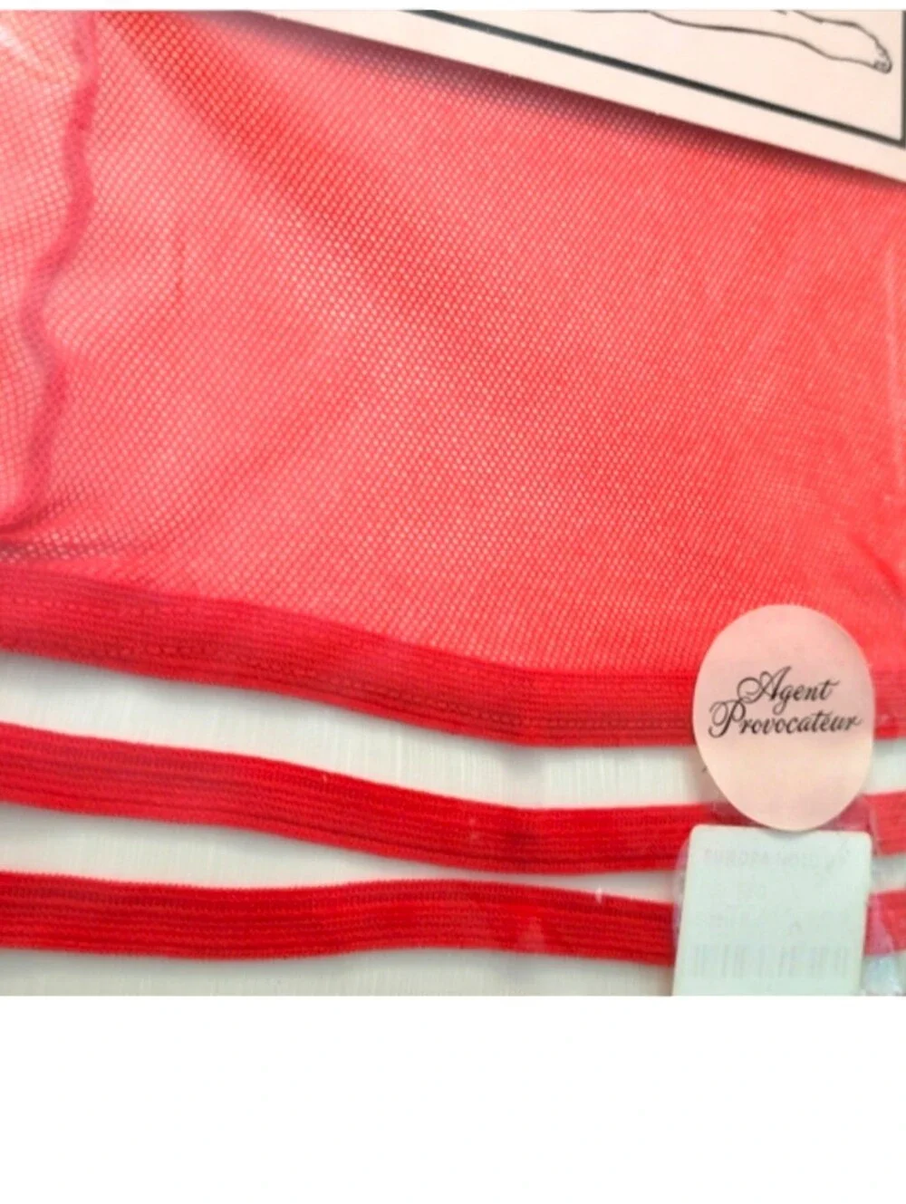 Agent Provocateur Hold Up Stockings Europa Sheer Red Vintage NWT Size B